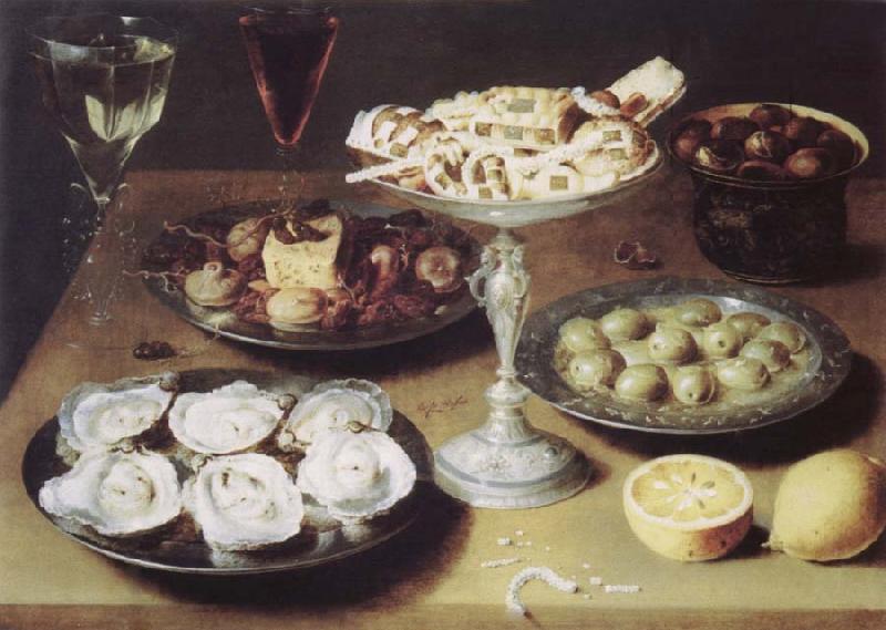 Osias Beert Style life with oysters confectionery and fruits oil painting picture